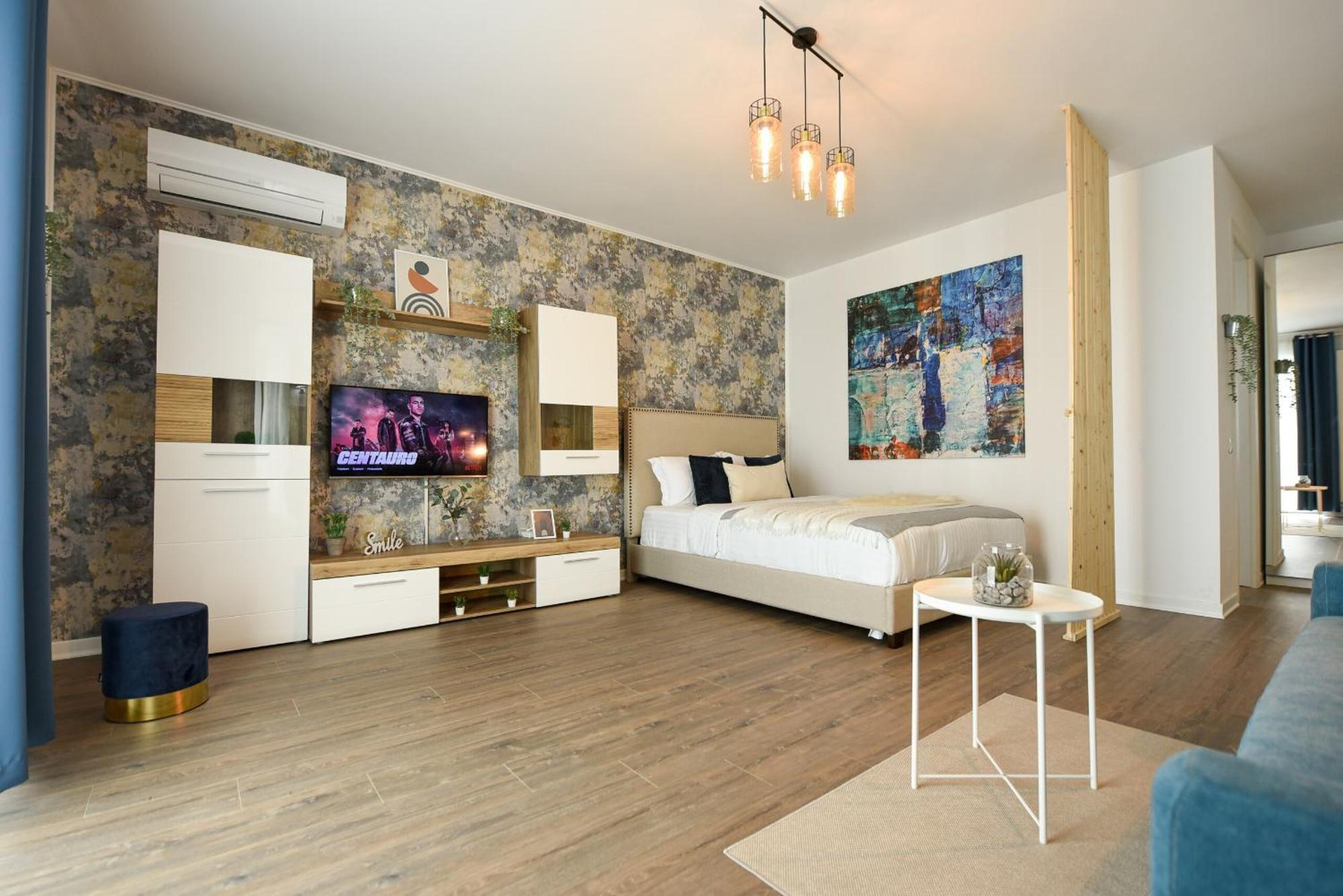 Apartamento Infinite Horizons - Modern Living In North Business District Bucarest Habitación foto