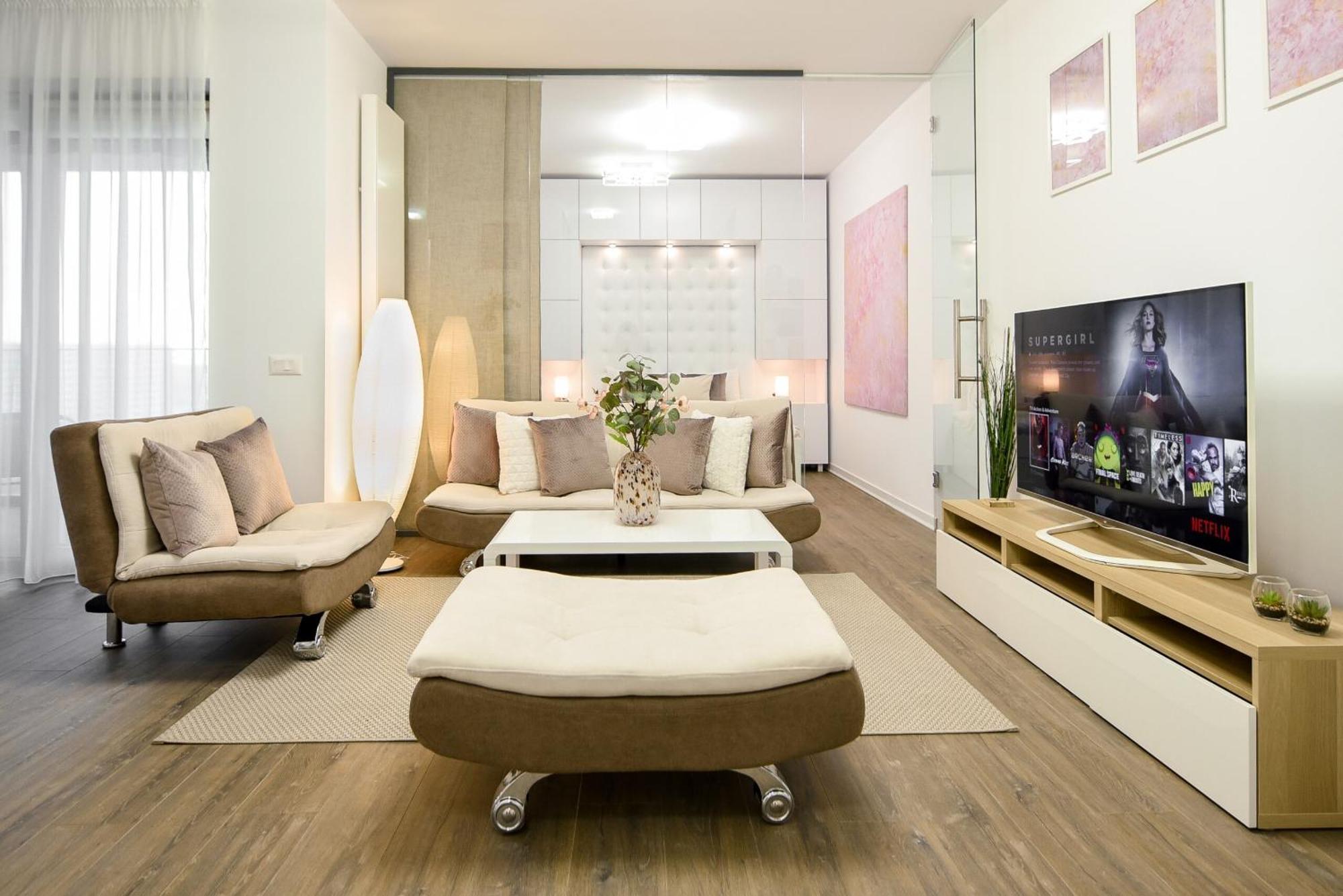 Apartamento Infinite Horizons - Modern Living In North Business District Bucarest Habitación foto